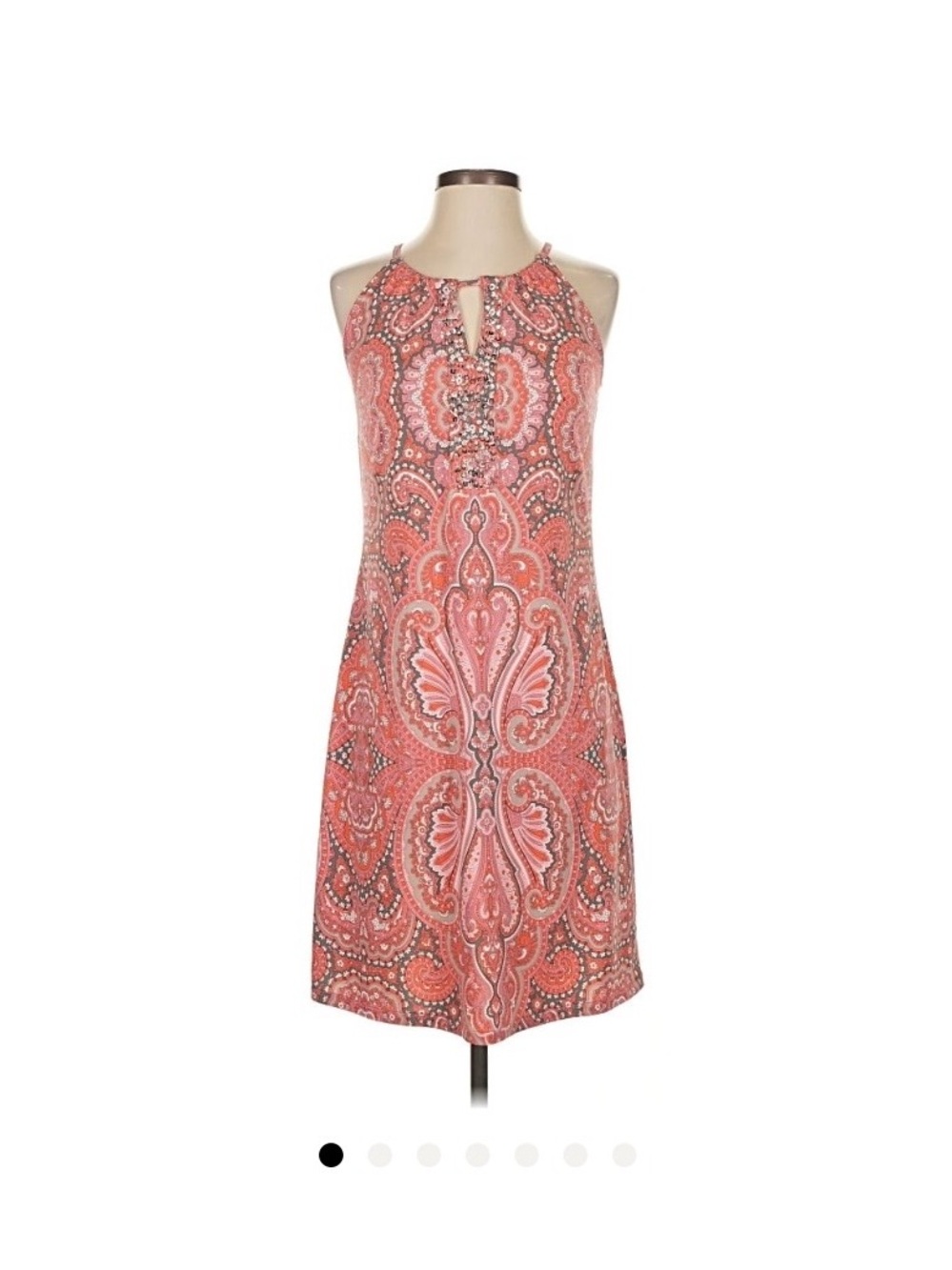 INC International Concepts Coral Paisley Halter Mini Dress